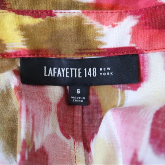 Lafayette 148 Blouse Sabrina Malay Print Top Sz 6 - Picture 7 of 7